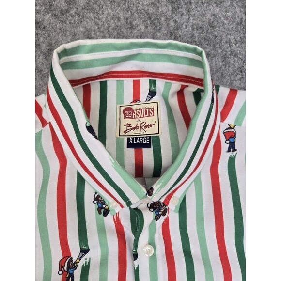 RSVLTS x Bob Ross Happy Holiday Stripes Button Down Oxford Shirt Men's XL - Picture 2 of 8
